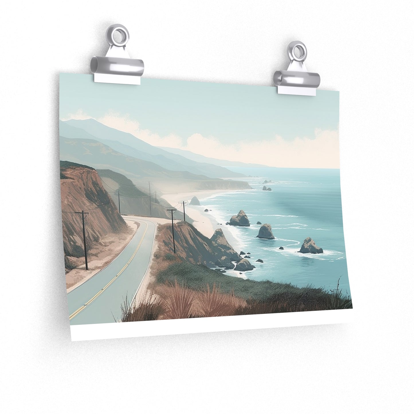 Minimalist Landmark Collection: California's Pacifc Coast Highway - (Poster)