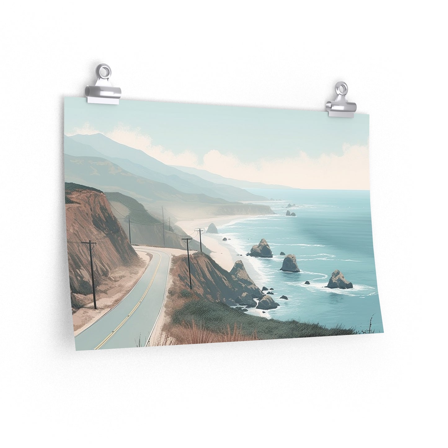 Minimalist Landmark Collection: California's Pacifc Coast Highway - (Poster)